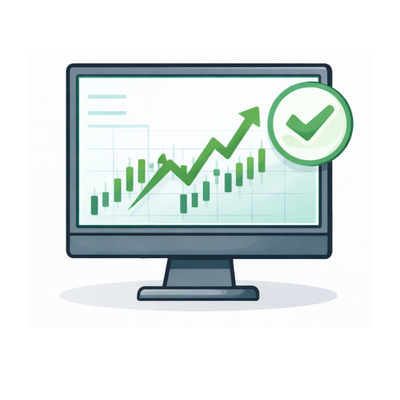 Financial market chart analysis learning on computer screen