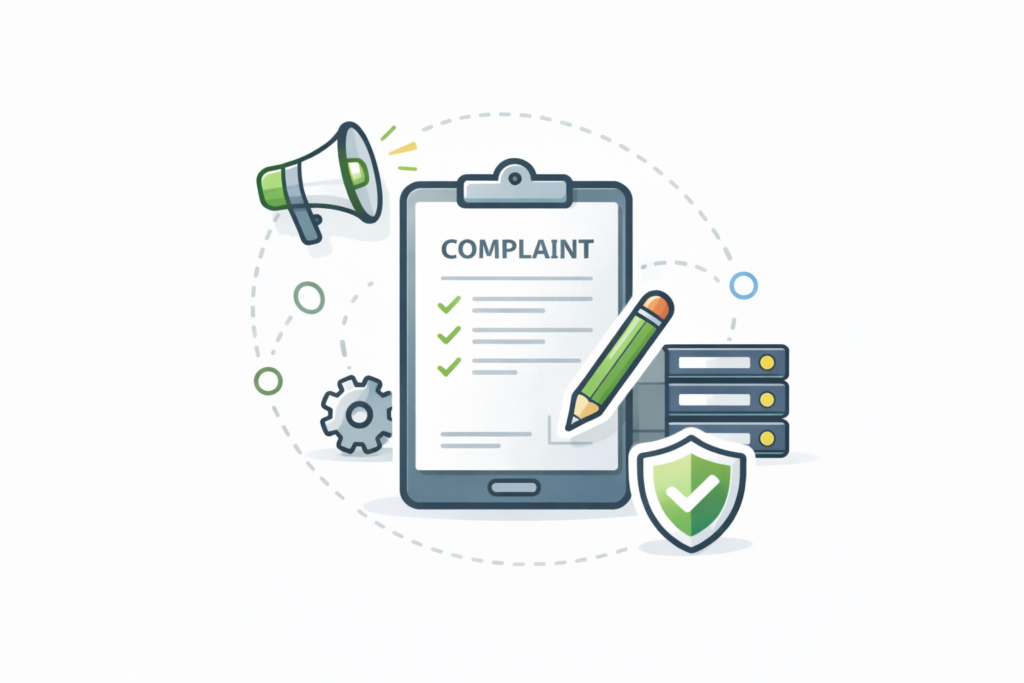Formal client complaint submission and resolution process with support and compliance review