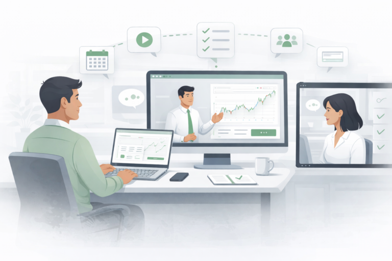Structured financial market training program with step-by-step learning