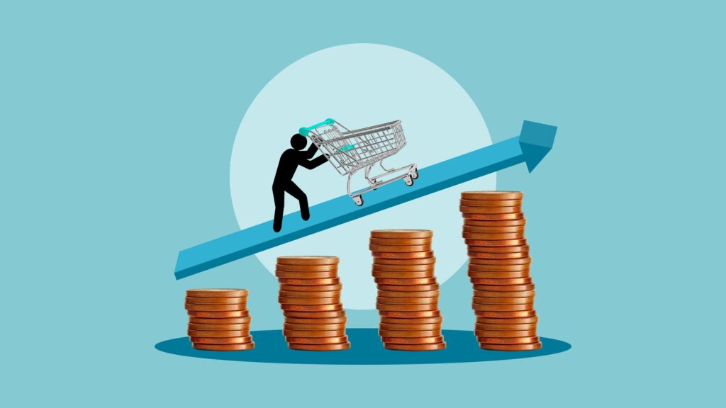 Illustration of rising inflation and increasing prices influencing financial markets